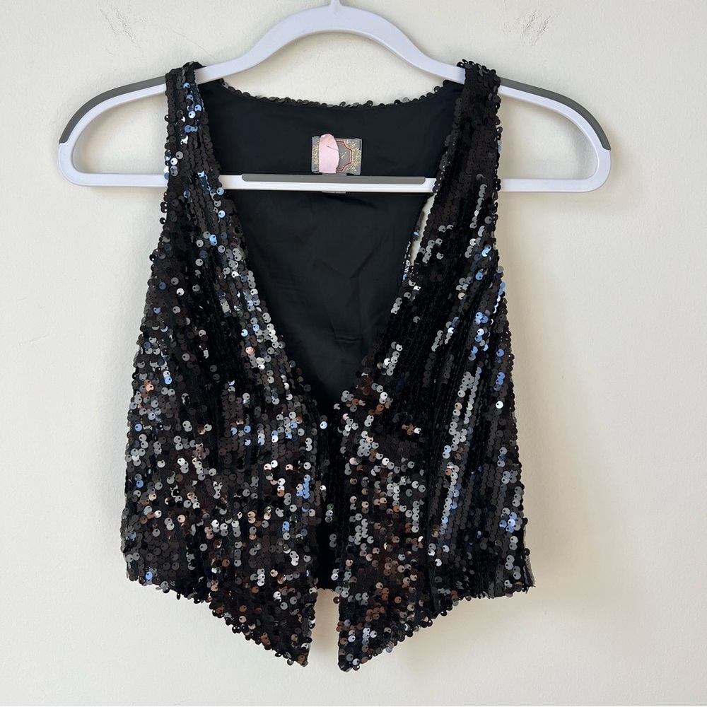 Forever 21 Y2K Black Sequin Vest